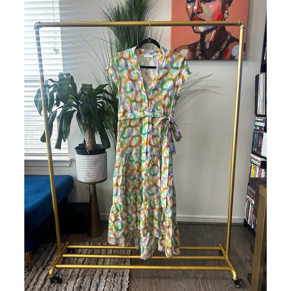 Sandro Printed Linen and Silk-blend Midi Dress - Size 38FR/6 US - Picture 7 of 14